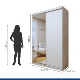 Quarto Infantil Guarda Roupa Premium Arabella 138cm com Espelho 2 Portas e Cômoda 129,5cm 1 Porta 4 Gavetas Minastex - 4