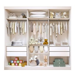 Quarto Infantil Guarda Roupa Premium Thalia 205,9cm 3 Portas e Cômoda 129,5cm 1 Porta 4 Gavetas Minastex - 17