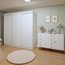 Ver imagem 1 de Quarto Infantil Guarda Roupa Premium Thalia 205,9cm 3 Portas e Cômoda 129,5cm 1 Porta 4 Gavetas Minastex