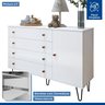 Quarto Infantil Guarda Roupa Premium Thalia 205,9cm 3 Portas e Cômoda 129,5cm 1 Porta 4 Gavetas Minastex - 8
