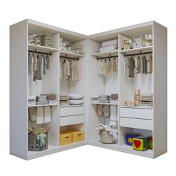 Quarto Infantil Closet Modulado Premium 2 Módulos Seraphina 276cm com Cômoda 129,5cm 1 Porta 4 Gavetas Minastex - 15