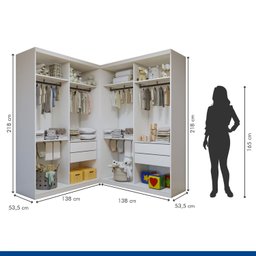 Quarto Infantil Closet Modulado Premium 2 Módulos Seraphina 276cm com Cômoda 129,5cm 1 Porta 4 Gavetas Minastex - 4