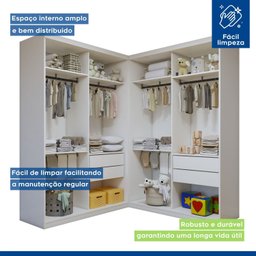Quarto Infantil Closet Modulado Premium 2 Módulos Seraphina 276cm com Cômoda 129,5cm 1 Porta 4 Gavetas Minastex - 12