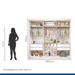 Quarto Infantil Closet Premium Isadora 205,9cm e Cômoda 129,5cm 1 Porta 4 Gavetas Minastex - 4