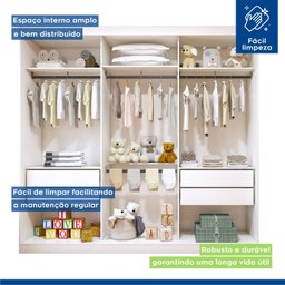 Quarto Infantil Closet Premium Isadora 205,9cm e Cômoda 129,5cm 1 Porta 4 Gavetas Minastex - 12