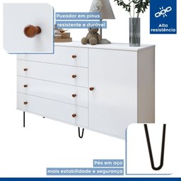 Quarto Infantil Closet Premium Isadora 205,9cm e Cômoda 129,5cm 1 Porta 4 Gavetas Minastex - 10