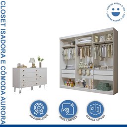 Quarto Infantil Closet Premium Isadora 205,9cm e Cômoda 129,5cm 1 Porta 4 Gavetas Minastex - 14