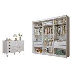 Quarto Infantil Closet Premium Isadora 205,9cm e Cômoda 129,5cm 1 Porta 4 Gavetas Minastex - 2
