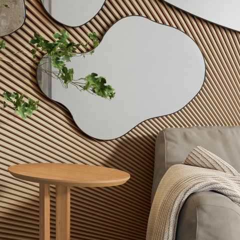 Painel Decorativo Orgânico com Espelho 89x65cm Es17 Dalla Costa - Preto
