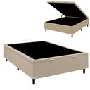 Ver imagem 2 de Base Box Baú Casal 138x188x35 Suede Galego Home Pistão a Gás - Bege