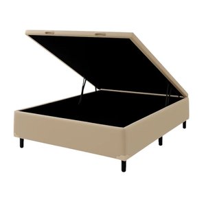 Base Box Baú Casal 138x188x35 Suede Galego Home Pistão a Gás - Bege
