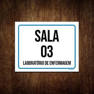 Placa Sinalização Sala 3 Laboratório Enfermagem 18x23cm 10un