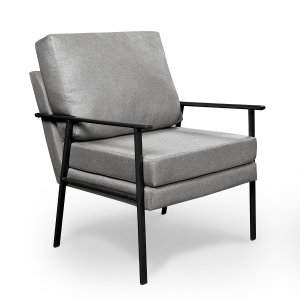 Poltrona Mona Iron Confortável Pés Ferro Maciço Preto:cinza