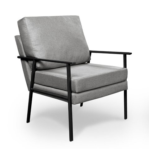 Poltrona Mona Iron Confortável Pés Ferro Maciço Preto:cinza