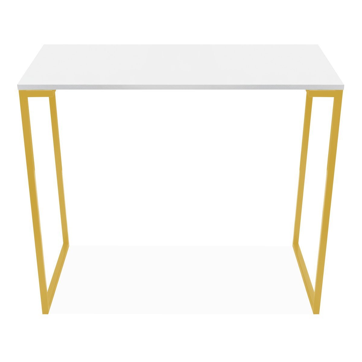 Mesa Estilo Industrial Moderna Base Dourado Tampo Branco