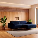 Ver imagem 1 de Sofá com Chaise Cocie 3 Lugares Reclinável 230cm Azul Marinho Sal Movelaria