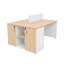 Ver imagem 2 de Conjunto Mesa Componível 2 Lugares 120x60cm + Armário Baixo Credenza para Escritório Corporativo
