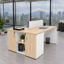 Ver imagem 1 de Conjunto Mesa Componível 2 Lugares 120x60cm + Armário Baixo Credenza para Escritório Corporativo