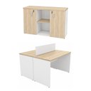 Ver imagem 3 de Conjunto Mesa Componível 2 Lugares 120x60cm + Armário Baixo Credenza para Escritório Corporativo