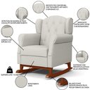 Ver imagem 3 de Kit 02 Poltronas de Amamentação Base de Madeira Balanço Lucy P04 Linho Off White - Mpozenato