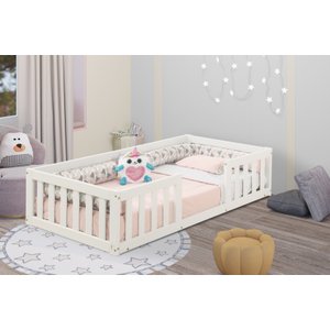Cama Infantil Montessoriano Casinha com Grade Bia Com Colchão - Branco