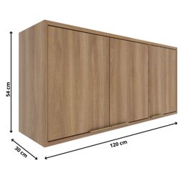 Aéreo 3 Portas 120 Cm sem Tela Thalita Nogal Preto - 4