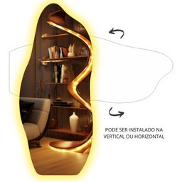 Espelho Grande Corpo Inteiro Lapidado Orgânico Decorativo 150x60cm Luxo com Led Quente/fria - 3