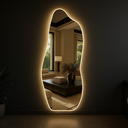 Ver imagem 1 de Espelho Grande Corpo Inteiro Lapidado Orgânico Decorativo 150x60cm Luxo com Led Quente/fria