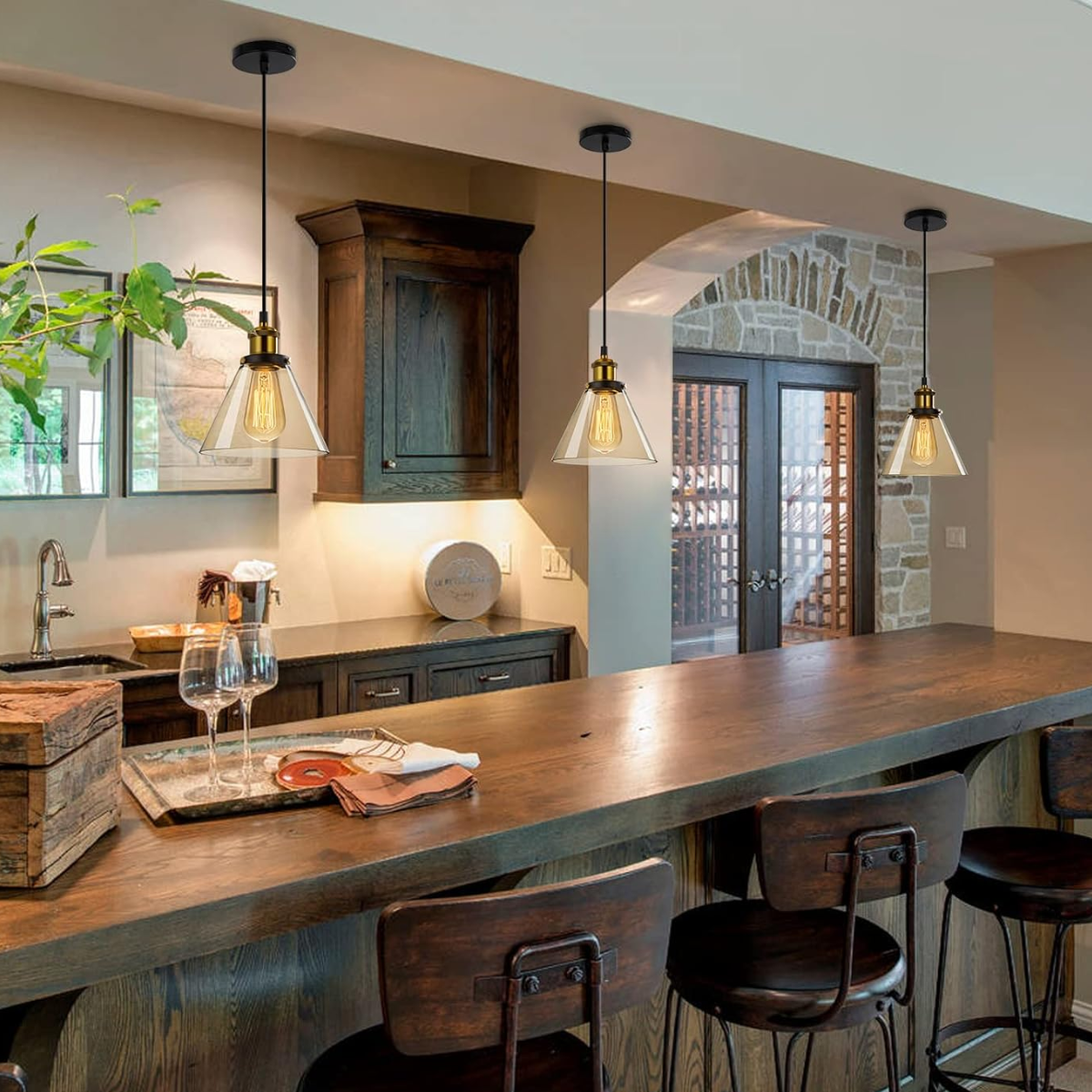 Lustre Pendente Chapéu 23cm Vidro Âmbar Luminária Teto Retrô Industrial Gimpo Kjdd-e-185 - 7