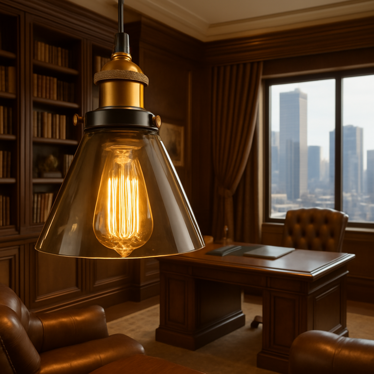 Lustre Pendente Chapéu 23cm Vidro Âmbar Luminária Teto Retrô Industrial Gimpo Kjdd-e-185 - 6