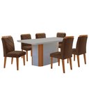 Ver imagem 2 de Mesa de Jantar Isadora 180cm Tampo Mdf Vidro Canto Copo e 6 Cadeiras Melissa