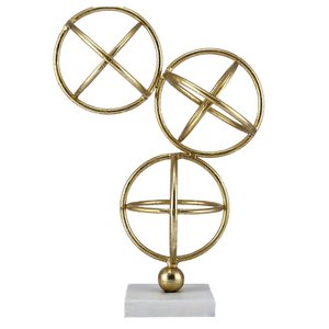 Peça Decorativa De Metal Dourado E Branco