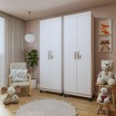 Ver imagem 1 de Conjunto 2 Armários Multiuso Infantil 2 Portas com Chave e 5 Prateleiras Asteca Branco