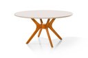 Ver imagem 1 de Mesa Redonda 110cm Sala Jantar Julia Pés Madeira Tampo Vidro:offwhite/castanho