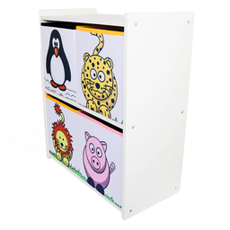 Estante Organizadora de Brinquedos com Caixas Estampadas - Leopardo - Leão - Pinguim - Vaquinha - Or - 3
