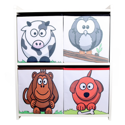 Estante Organizadora de Brinquedos com Caixas Estampadas - Leopardo - Leão - Pinguim - Vaquinha - Or - 8
