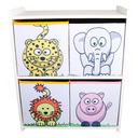 Ver imagem 1 de Estante Organizadora de Brinquedos com Caixas Estampadas - Leopardo - Leão - Pinguim - Vaquinha - Or
