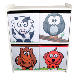 Estante Organizadora de Brinquedos com Caixas Estampadas - Leopardo - Leão - Pinguim - Vaquinha - Or - 6