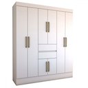 Ver imagem 3 de Guarda-roupa Solteiro Leal Slim 8 Portas 2 Gavetas Branco - Panorama Móveis