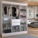 Ver imagem 2 de Guarda-roupa Solteiro Leal Slim 8 Portas 2 Gavetas Branco - Panorama Móveis