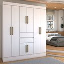 Ver imagem 1 de Guarda-roupa Solteiro Leal Slim 8 Portas 2 Gavetas Branco - Panorama Móveis