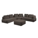 Ver imagem 2 de Sofá de Canto Modulado Vercelli 522cm com Almofadas Soltas e Puff Veludo Luxo Marrom G92 - Gran Belo