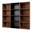 Ver imagem 3 de Estante Livros Escritório 180 cm 12 Nichos Abertos F5 Office Cor:Nogal com Preto