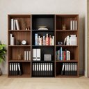 Ver imagem 1 de Estante Livros Escritório 180 cm 12 Nichos Abertos F5 Office Cor:Nogal com Preto