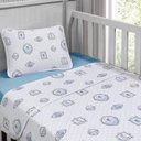 Ver imagem 3 de Jogo de Cama Tecebem Malha Berço Estampado George 3 Peças Azul