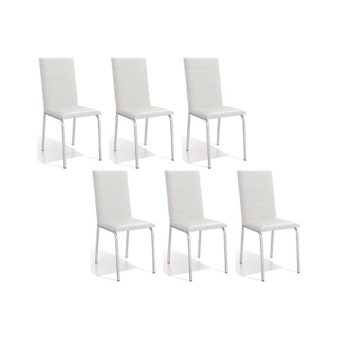 Kit 6 Cadeiras de Cozinha Amsterdã C091 6 Un Cromada Branco 106