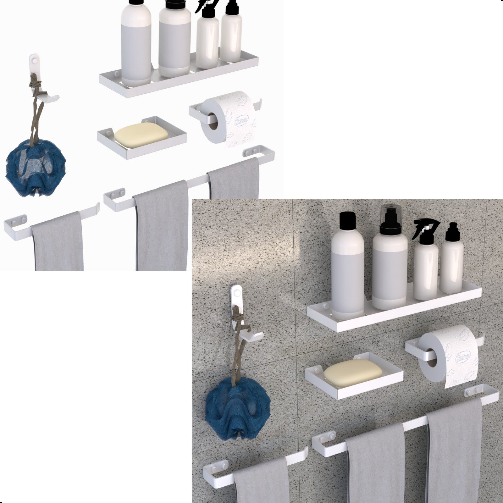 Kit Acessórios Banheiro 6 Peças Luxo Quadrado:branco - 2