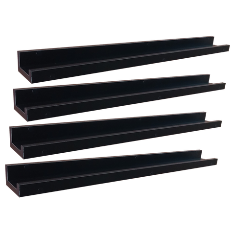 Kit 4 Prateleira Porta Quadros Retratos Fotos Temperos Livros e Enfeites Cor:Preto