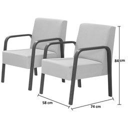 Kit 4 Poltronas Decorativas 1 Lugar Jade Braço Madeira D Salla Suede Verde - 2