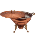 Ver imagem 1 de Rechaud Fogareiro Redondo e Panela em Cobre Banho Maria 5L